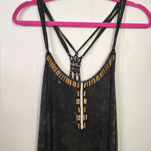 Jackson Rowe Black Sleeveless Swing Dress Boho Crochet Studded Bohemian New NWT - Picture 4 of 10